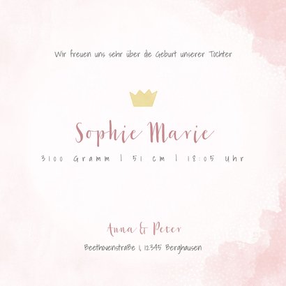 Geburtskarte rosa niedlicher Elefant Foto innen 3