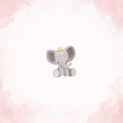 Geburtskarte rosa niedlicher Elefant Foto innen Rückseite