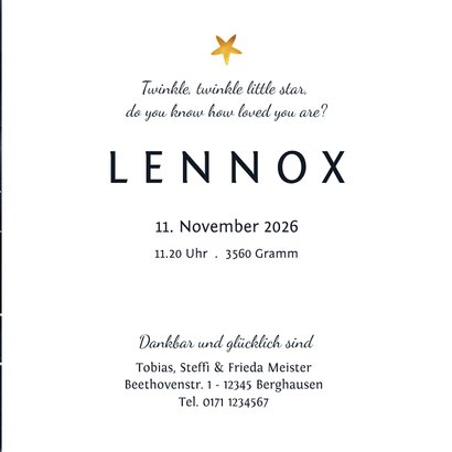 Geburtskarte Sternenhimmel mit Foto 3