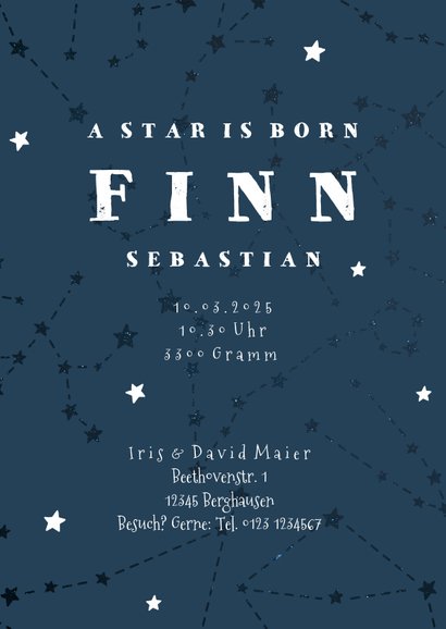 Geburtskarte Sternzeichen Fische Foto innen 3