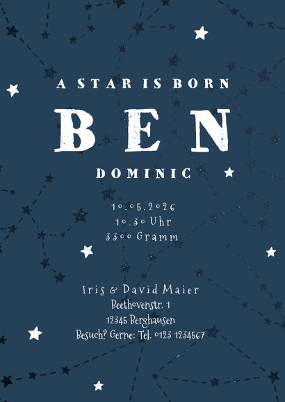 Geburtskarte Sternzeichen Stier Foto innen 3