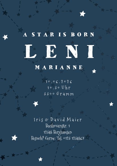 Geburtskarte Sternzeichen Zwilling Foto innen 3