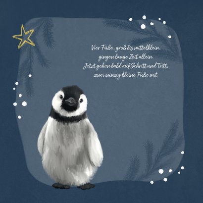 Geburtskarte winterlich kleiner Pinguin 2