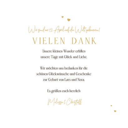 Geburtskarte Zwillinge Küken mit Fotocollage & Golddruck 3