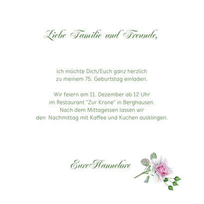 Geburtstag Einladungskarte mit Rosenstrauß 3