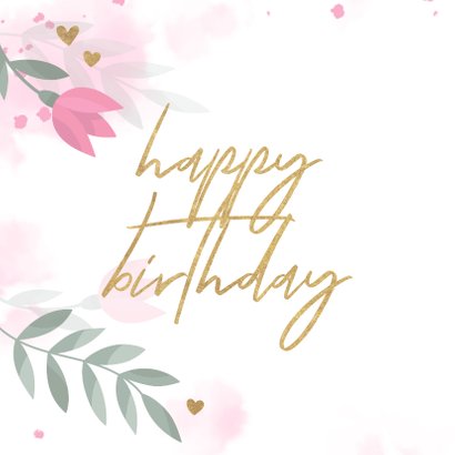 Geburtstags-Glückwunschkarte mit rosa Tulpen 2