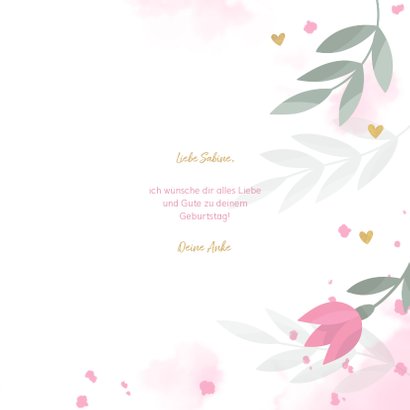 Geburtstags-Glückwunschkarte mit rosa Tulpen 3