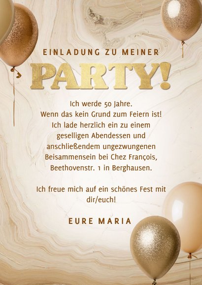 Geburtstagseinladung 50. Geburtstag Gold Glitzer mit Foto 3
