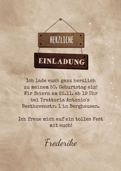Geburtstagseinladung beige Schilder & Luftballons 3