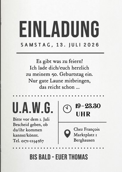 Geburtstagseinladung eigenes Foto Zeitschrift 3