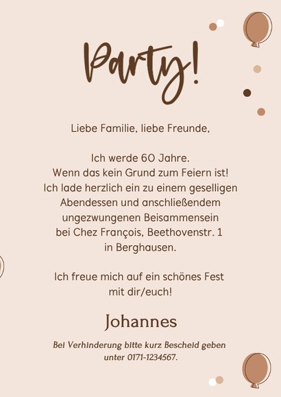 Geburtstagseinladung Fotocollage Luftballons beige 3