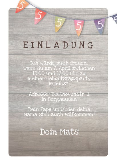 Geburtstagseinladung für Kinder Waldgeburtstag 5 Jahre 3