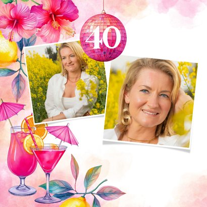Geburtstagseinladung mit Foto tropische Cocktails 2