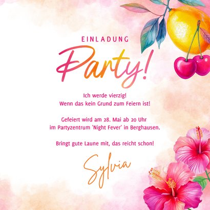 Geburtstagseinladung mit Foto tropische Cocktails 3
