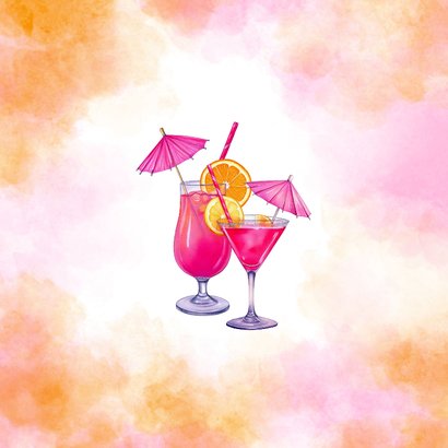 Geburtstagseinladung mit Foto tropische Cocktails Rückseite