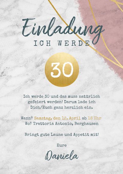 Geburtstagseinladung mit Foto und Marmorhintergrund 3