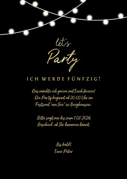 Geburtstagseinladung mit Fotos und Lichterketten 3
