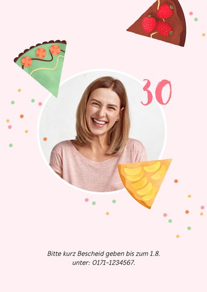 Geburtstagseinladung Torte 30. Geburtstag 'runde Sache' 2