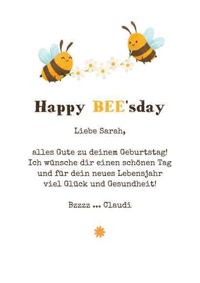 Geburtstagsgrußkarte 'Birthday Bee' 3