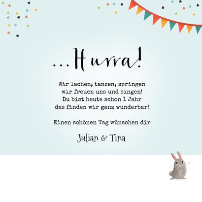 Geburtstagskarte 1. Geburtstag Große 1 und Tiere 3