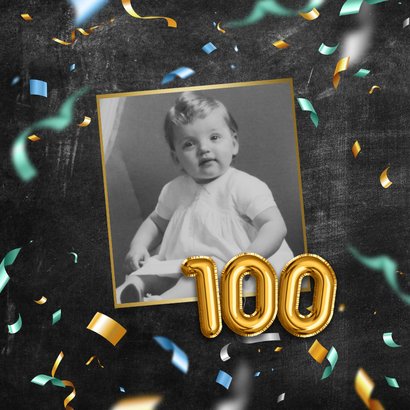 Geburtstagskarte 100 Jahre Luftballons blau und grün 2