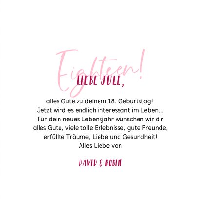 Geburtstagskarte 18. Geburtstag Eighteen mit Jahreszahl 3