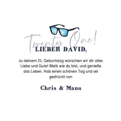 Geburtstagskarte 21. Geburtstag Fotocollage 3