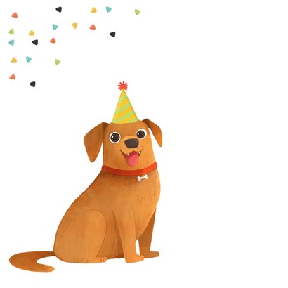 Geburtstagskarte 4. Geburtstag Hund mit Partyhut 2
