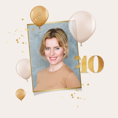 Geburtstagskarte 40 Fotocollage in Zahl Luftballons 2