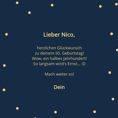 Geburtstagskarte 50 blau 'Ein halbes Jahrhundert' 3