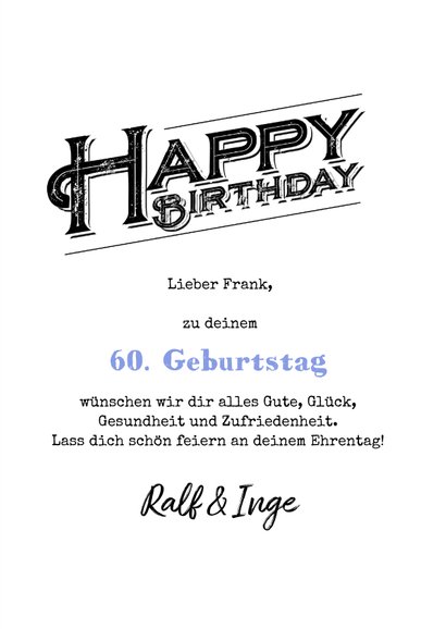 Geburtstagskarte 60 Happy birthday 3