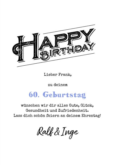 Geburtstagskarte 60 Happy birthday 3