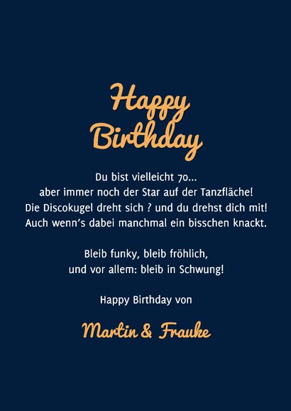 Geburtstagskarte 60 Jahre 'Forever Young' Disco 3