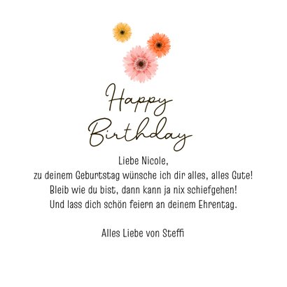 Geburtstagskarte bunte Gerberablüten 3