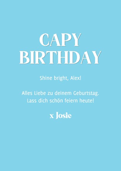 Geburtstagskarte Capybara Sternchenkette blau 3