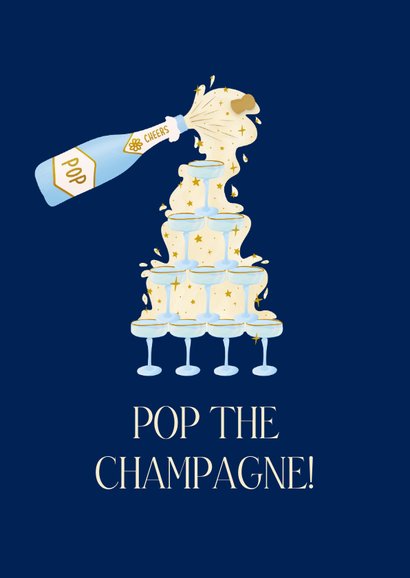 Geburtstagskarte Champagner-Turm 'happy birthday' 2