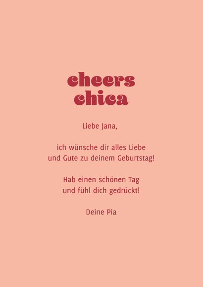 Geburtstagskarte 'Cheers Chica' Hand mit Cocktail 3