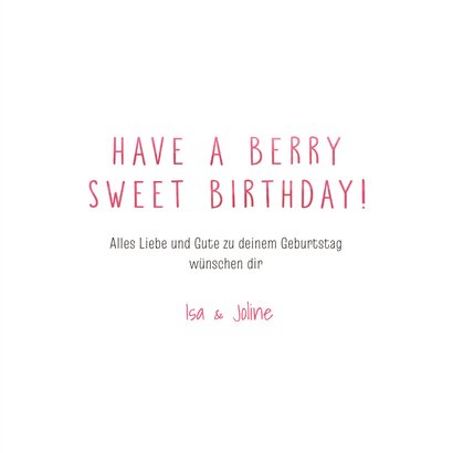 Geburtstagskarte Erdbeere 'Berry sweet birthday' 3