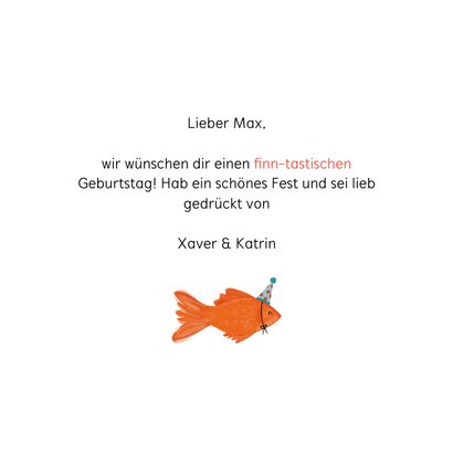 Geburtstagskarte Fisch mit Partyhut Send a Smile