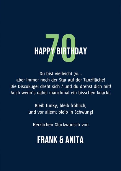 Geburtstagskarte 'Forever Young' 70 Jahre Disco Retro 3