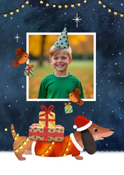 Geburtstagskarte Foto Dackel im Schnee Geschenke 2