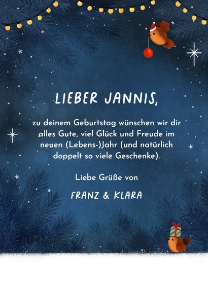 Geburtstagskarte Foto Dackel im Schnee Geschenke 3