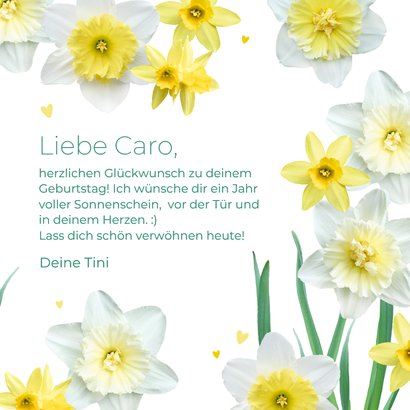 Geburtstagskarte Frühling Narzissen 'Alles Gute' 3