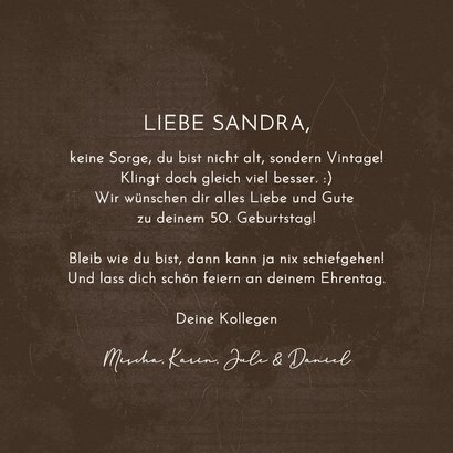 Geburtstagskarte 'Fünfzig' Vintage Seventies 3