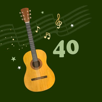 Geburtstagskarte Gitarre Noten 40 Jahre Grün 2