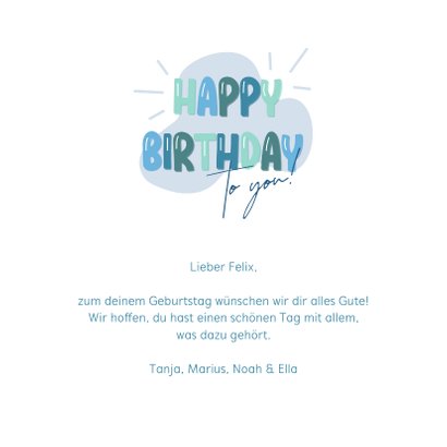 Geburtstagskarte Happy Birthday blaugrün 3