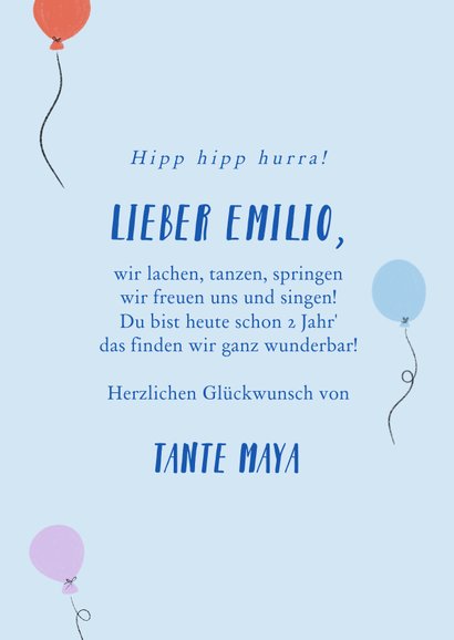 Geburtstagskarte hellblau Gänse mit Luftballons & Foto 3