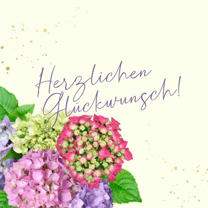 Geburtstagskarte Hortensien lila & pink 2