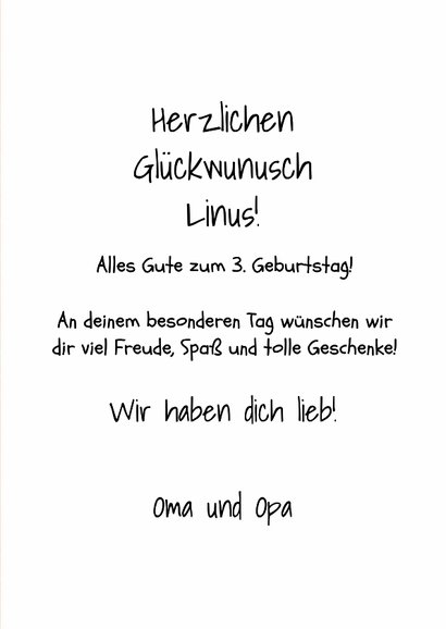 Geburtstagskarte Kraftdesign 3. Geburtstag Fotocollage 3