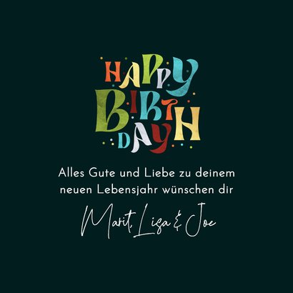 Geburtstagskarte Lettering bunt Happy Birthday Schwarz 3